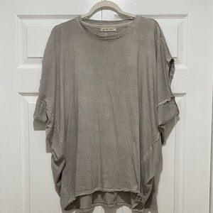 Free People Light Gray Short Sleeve Top